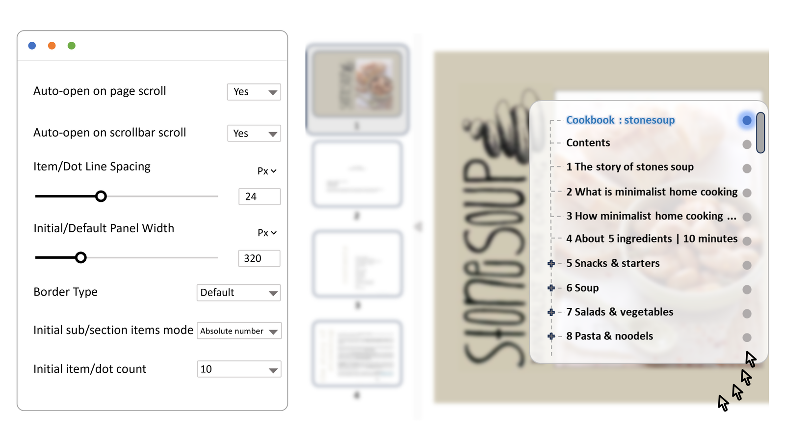 PDF Viewer Nova navigation panel with thumbnails and search controls